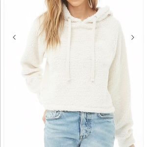 NWOT Forever 21 Faux Shearling Cropped Hoodie